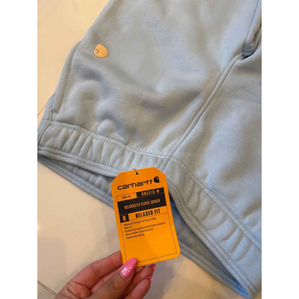 Carhartt Womens Relaxed Fit Fleece Jogger Light Blue BN5510-W Small NWT - Picture 2 of 11